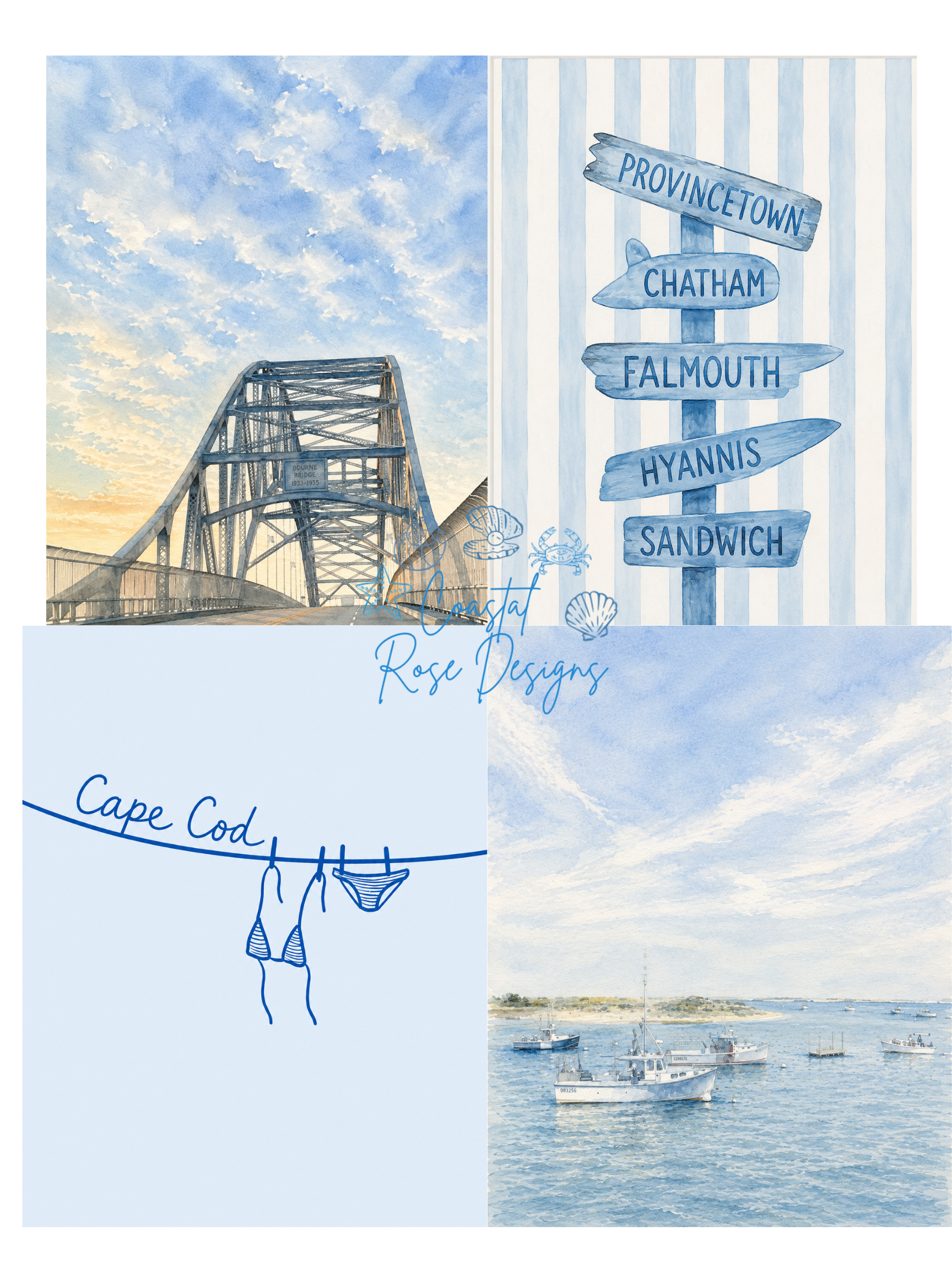 Blue Cape Cod set (Shipped) ￼